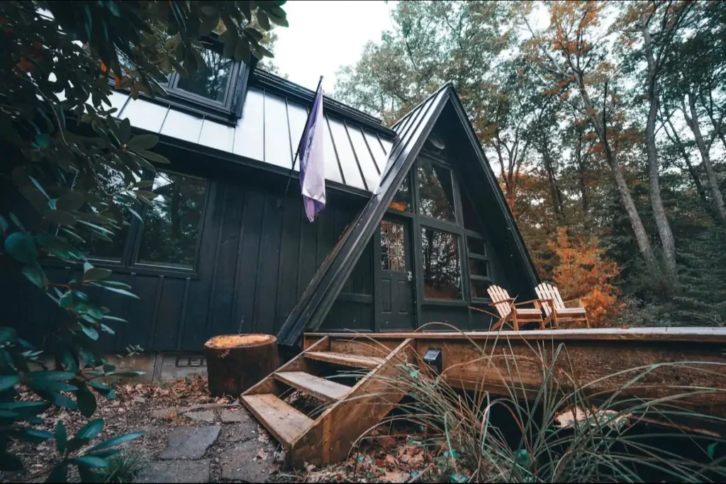 Ultra-Modern Tiny All-Black A-Frame Cabin in New York