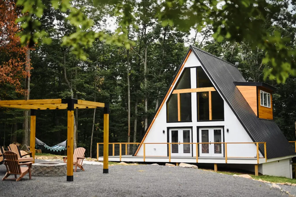 The Beauty Of A-Frame Cabin And Its African-Inspired Interior