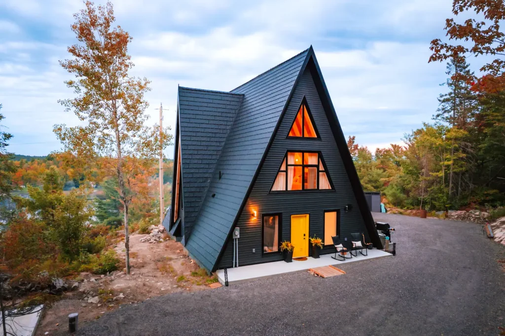 Timber A-Frame Cabin On French River And Beautiful Design